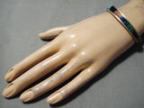 Thicker Vintage Native American Navajo Graduating Turquoise Sterling Silver Bracelet Old-Nativo Arts