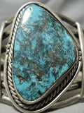 Monstrous Vintage Native American Navajo Blue Spiderweb Turquoise Sterling Silver Bracelet Old-Nativo Arts