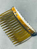 Wonderful Vintage Native American Navajo Kingman Turquoise Sterling Silver Hair Comb-Nativo Arts