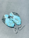 Native American Fabulous Santo Domingo Old Kingman Turquoise Sterling Silver Earrings-Nativo Arts