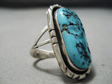 Amazing Vintage Native American Navajo Sleeping Turquoise Sterling Silver Ring Old-Nativo Arts