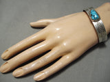 Important Vintage Native American Navajo Verdy Jake Turquoise Sterling Silver Bracelet-Nativo Arts