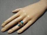 Stunning Vintage Native American Navajo Wilson Royston Turquoise Sterling Silver Ring-Nativo Arts