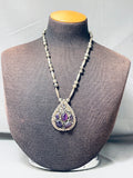 One Of The Most Unique Vintage Native American Navajo Amethyst Sterling Silver Necklace Old-Nativo Arts