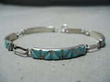 Attractive Vintage Native American Zuni Blue Gem Turquoise Sterling Silver Bracelet Old-Nativo Arts