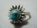 Swirling Waves Vintage Native American Navajo Turquoise Sterling Silver Ring Old-Nativo Arts