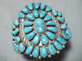 Magnificent Vintage Native American Navajo Kingman Turquoise Sterling Silver Bracelet Old-Nativo Arts