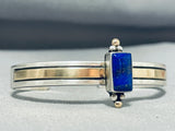 Dynamic Native American Navajo Lapis Sterling Silver Bracelet Signed Alvin Monte-Nativo Arts