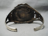 Huge Vintage Native American Navajo Natural Blue Turquoise Sterling Silver Applique Bracelet Old-Nativo Arts