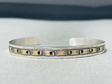 Exceptional Native American Navajo Signed 14k Gold Tracks Sterling Silver Bracelet-Nativo Arts