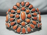 One Of The Finest Vintage Native American Navajo Coral Sterling Silver Bracelet-Nativo Arts