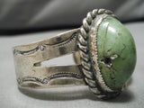 Early 1900's Vintage Native American Navajo Green Turquoise Sterling Silver Bracelet Old-Nativo Arts