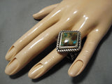 Quality Vintage Native American Navajo Ray Tracey Turquoise Sterling Silver Ring Old-Nativo Arts