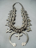 Important Ambrose Linoln Vintage Native American Navajo Sterling Silver Squash Blossom Necklace-Nativo Arts