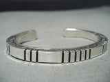Thick Detailed Cubed Cuff Vintage Native American Navajo Sterling Silver Bracelet-Nativo Arts