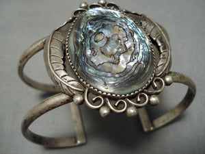 Rare Vintage Navajo Large Abalone Shell Sterling Silver Native American Bracelet-Nativo Arts