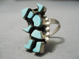 Intrciate! Vintage Zuni Native American Kachina Turquoise Dancer Ring-Nativo Arts