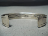 Thick Hand Tooled Vintage Native American Navajo Gold Pueblo Sterling Silver Bracelet-Nativo Arts