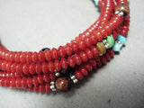 Singer Chunky Coral Native American Navajo Sterling Silver Turquoise Necklace-Nativo Arts