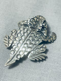 Fascinating Native American Navajo Signed Sterling Silver Toad Pin Pendant-Nativo Arts