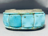 Important Vintage Native American Navajo Turquoise Heishi Heavy Sterling Silver Bracelet-Nativo Arts
