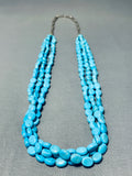Breathtaking Vintage Native American Navajo Blue Gem Turquoise Sterling Silver Necklace-Nativo Arts