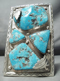 One Of The Biggest Ever Vintage Native American Navajo Turquoise Sterling Silver Ktoh Bracelet-Nativo Arts