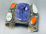 One Of The Best Ever Vintage Native American Navajo Charoite Sterling Silver Turquoise Bracelet-Nativo Arts