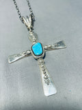 Important Vintage Native American Navajo Ben Begaye (d) Turquoise Cross Sterling Silver Necklace-Nativo Arts