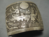 Detailed Becenti Family Native American Navajo Sterling Silver Intricate Bracelet-Nativo Arts