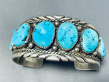 Astounding Vintage Native American Navajo 8 Blue Gem Turquoise Sterling Silver Bracelet-Nativo Arts