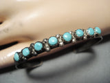 Wonderful Vintage Native American Zuni Blue Gem Turquoise Sterling Silver Bracelet Old-Nativo Arts