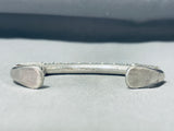 Heavy Thick Triangular Solid Vintage Native American Navajo Sterling Silver Bracelet-Nativo Arts