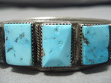 Striking Vintage Native American Navajo Squar Turquoise Sterling Silver Bracelet-Nativo Arts