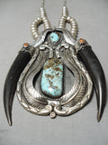 One Of The Biggest Best Vintage Native American Navajo Turquoise Sterling Silver Necklace-Nativo Arts