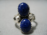 Amazing Vintage Navajo Lapis Sterling Silver Ring Old Native American-Nativo Arts