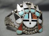Superior Vintage Zuni Native American Kachina Turquoise Sterling Silver Bracelet-Nativo Arts