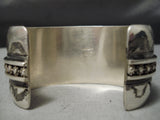 Wide Hand Tooled Vintage Native American Navajo Sterling Silver Bracelet Old-Nativo Arts