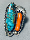 Museum Quality Vintage Native American Navajo Bisbee Turquoise Sterling Silver Ring-Nativo Arts
