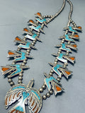 Rare Singer Vintage Native American Navajo Turquoise Sterling Silver Squash Blossom Necklace-Nativo Arts