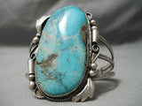 Monumental Vintage Native American Navajo Blue Diamond Turquoise Sterling Silver Bracelet Old-Nativo Arts