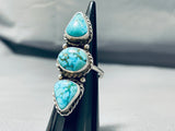 Amazing Vintage Native American Navajo Carico Lake Turquoise Sterling Silver Ring Old-Nativo Arts
