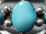 Stunning Vintage Native American Navajo Old Kingman Turquoise Sterling Silver Bracelet-Nativo Arts