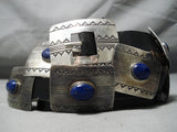 Important Vintage Native American Navajo Sidney Nez Lapis Sterling Silver Concho Belt Old-Nativo Arts