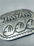Stunning Vintage Native American Navajo Sterling Silver 2 Bears Huge Buckle-Nativo Arts