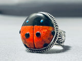 Tremendous Ben Begaye (d) Native American Navajo Spiny Oyster Sterling Silver Ladybug Ring-Nativo Arts