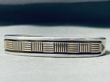 Bruce Morgan Vintage Native American Navajo Sterling Silver 14k Gold Bracelet-Nativo Arts
