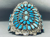 Important Vintage Native American Navajo Turquoise Sterling Silver Shell Bracelet-Nativo Arts