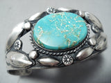 Early Repoussed Galore Vintage Native American Navajo Turquoise Sterling Silver Bracelet-Nativo Arts