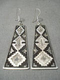 Important Vintage Native American Navajo Dan Jackson Sterling Silver Geometric Earrings-Nativo Arts